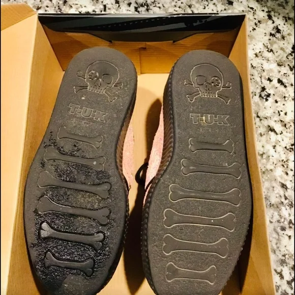 T.U.K Limited Edition Viva Mondo Creepers in Glittery Peachy Pink - Picture 2 of 3